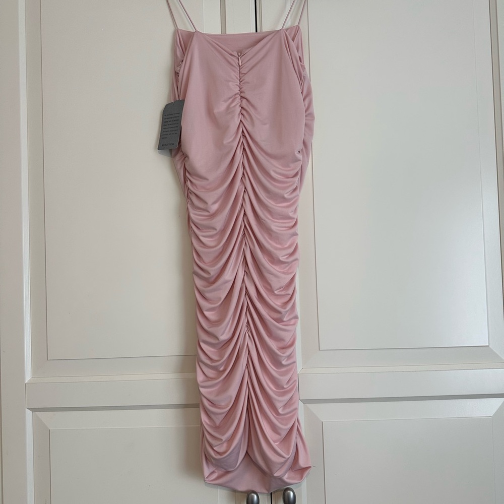 Elegant Pink Ruched Dress